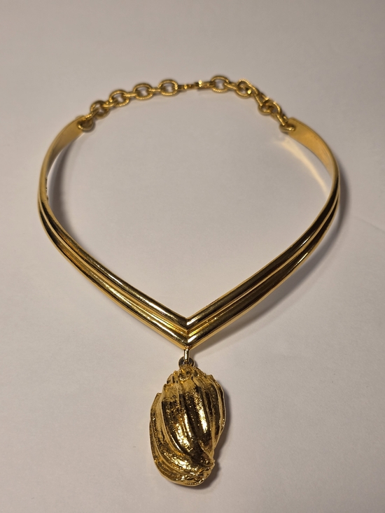 Mimi Di N Jewelry - Vintage 1973 Mimi di N Gold Tone Statement Necklace Signed Designer